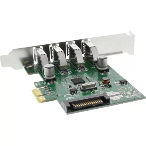 InLine® Schnittstellenkarte 4x USB 3.0 PCIe inkl. Low-Profile Slotblech mit SATA Stromanschluss