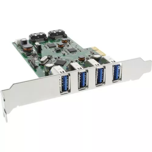 InLine® Schnittstellenkarte 4x USB 3.0 + 2x SATA 6Gb/s PCIe inkl. Low-Profile Slotblech