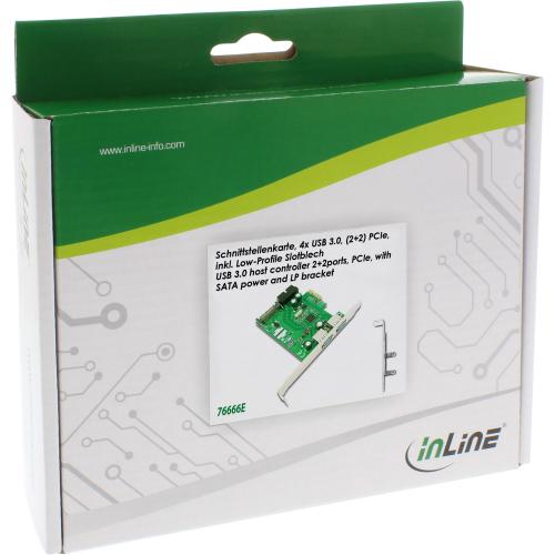 Preview: InLine® Schnittstellenkarte 4x USB 3.0 (2+2) PCIe inkl. Low-Profile Slotblech