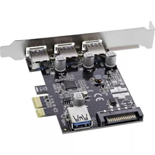 InLine® Schnittstellenkarte 3x+1x USB 3.0 PCIe mit SATA Stromanschluss inkl. Low-Profile Slotblech