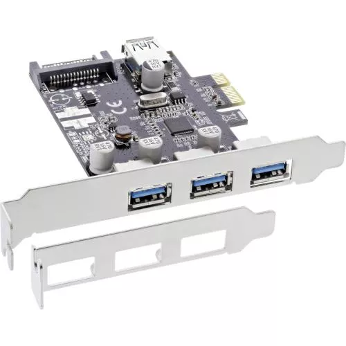 InLine® Schnittstellenkarte 3x+1x USB 3.0 PCIe mit SATA Stromanschluss inkl. Low-Profile Slotblech
