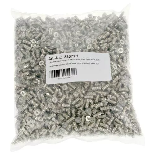 Lüfterschrauben 5,0x10,0mm – Silber, 2000 Stück Pack