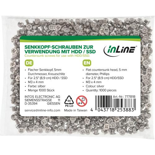 Preview: SSD- & 2,5" Festplatten-Schrauben M3x4 mm – 1000 Stück