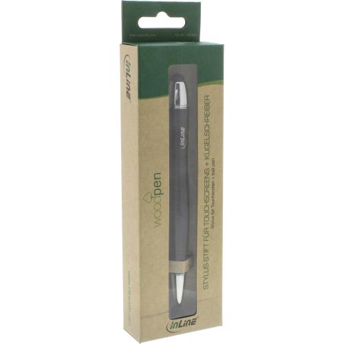 InLine® woodpen Stylus-Stift für Touchscreens + Kugelschreiber Walnuss/Metall