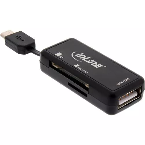 InLine® OTG Card Reader Dual Flex für SD und microSD mit USB Buchse und 2 Kartenslots
