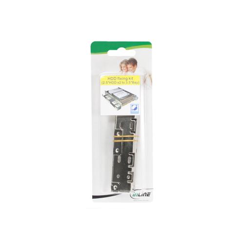 InLine® HDD/SSD Einbauschienen 2x 6,35cm (2,5") zu 8,89cm (3,5") nur Rahmen und Schrauben