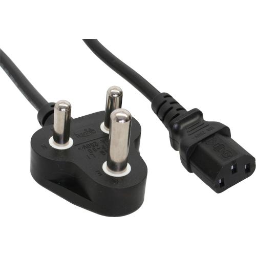 InLine® Netzkabel Netzstecker Südafrika 5A Typ D auf Kaltgerätestecker C13 1,8m