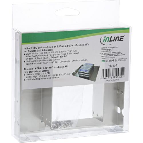 Preview: SSD-/HDD-Einbaurahmen für 3x 2,5" auf 5,25" – mit Schrauben