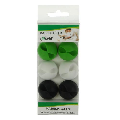 Preview: Kabel-Clips Gummi – Selbstklebend, 6 Stück, farbig gemischt