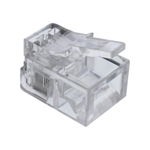 Preview: RJ11 Modularstecker 6P4C – Zum Crimpen auf Flachkabel, 10er Pack