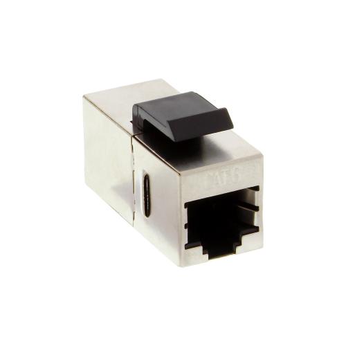 Preview: RJ45 Keystone-Modul Cat.6, Buchse/Buchse, Snap-In, geschirmt