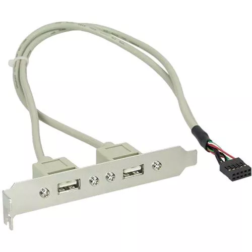 InLine® Slotblech USB 2.0, 2x USB Buchse auf 1x 10pol Pfostenverbinder 35cm