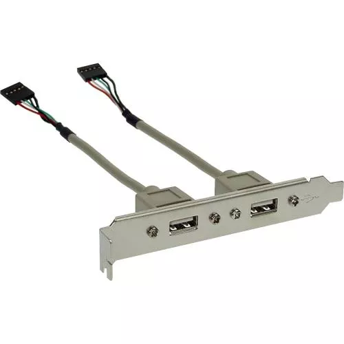 InLine Slotblech USB 2.0, 2x USB Buchse auf 2x 5pol Pfostenverbinder 0,3m