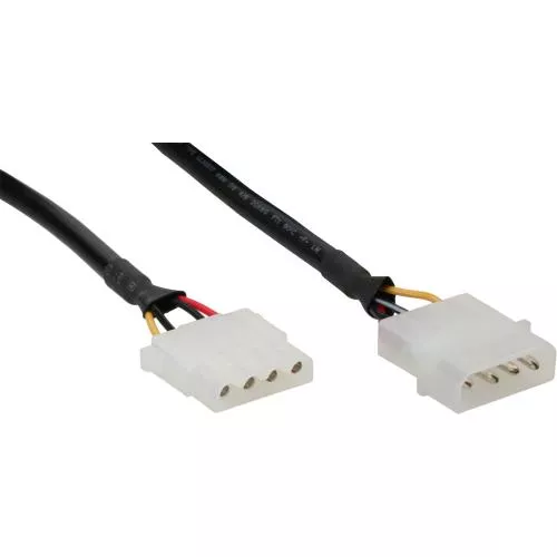 InLine® Strom Verlängerung intern 13,34cm (5,25") 4pol Stecker / Buchse 0,5m rund