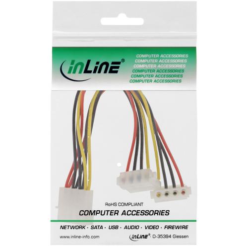 Preview: InLine® Strom Y-Kabel intern 1x 13,34cm (5,25") an 2x 13,34cm (5,25") gewinkelt 0,15m