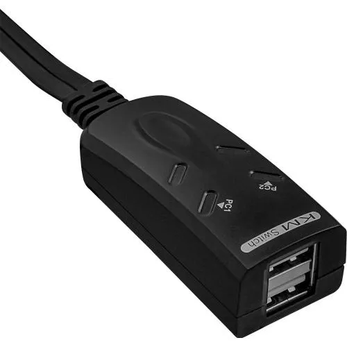 InLine® USB KM-Umschalter 2 PCs für Tastatur Maus mit Maus-Transfer zwischen den Monitoren