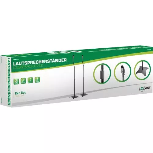 InLine® Lautsprecherständer Teleskop 68-110cm 2 Stück schwarz