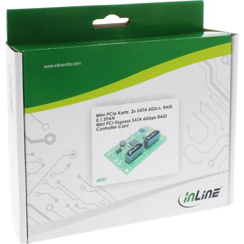 Preview: InLine® Mini-PCIe 2.0 Karte 2x SATA 6Gb/s RAID 0,1,SPAN