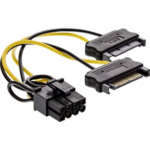 InLine® Stromadapter intern 2x SATA zu 8pol für PCIe (PCI-Express) Grafikkarten 0,15m