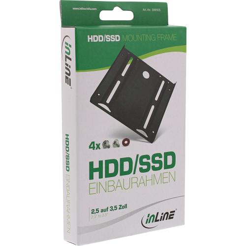 InLine® HDD/SSD Einbaurahmen 2,5" auf 3,5" mit Einbauschrauben schwarz