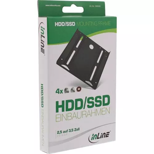 SSD-Einbaurahmen 2,5" auf 3,5" – schwarz – mit Schrauben