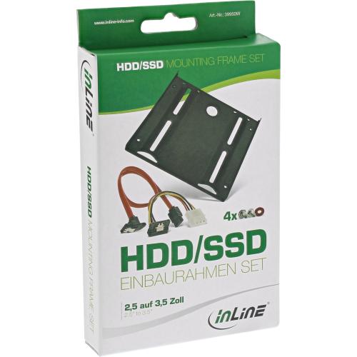 Preview: SSD-Einbaurahmen 2,5" auf 3,5" – mit SATA-Kabeln und Schrauben