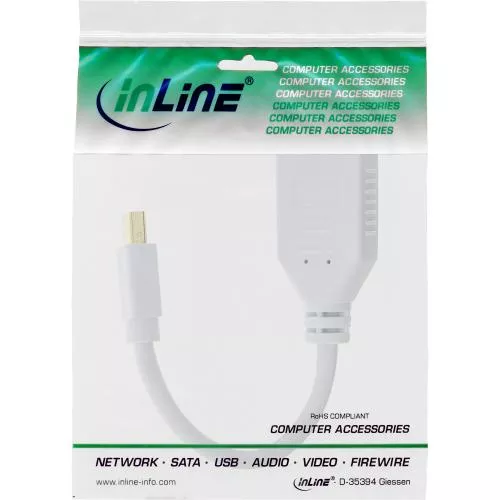 InLine® Kabel Mini DisplayPort Stecker zu DisplayPort Buchse 4K2K weiß 0,15m
