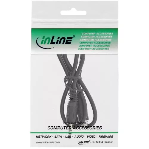 InLine® Audio Adapterkabel 3,5mm Stereo Stecker/Einbaubuchse mit Gewinde 0,6m
