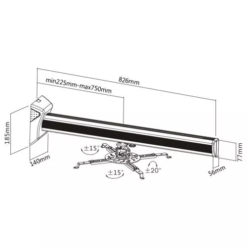InLine® Wandhalterung für Beamer max. 16kg