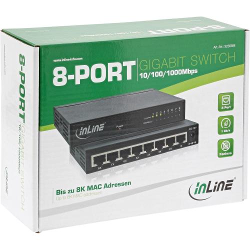 Preview: 8-Port Gigabit Switch, lüfterlos, Metall, geschirmte Ports