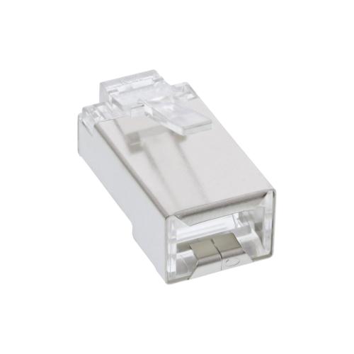 Preview: RJ45 Modularstecker 8P8C – Geschirmt, zum Crimpen auf Rundkabel, 100er Pack