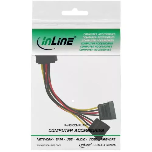 InLine® SATA Strom-Y-Kabel SATA Buchse an 2x SATA Stecker 0,3m