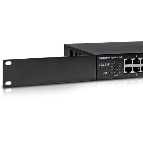 Preview: 8-Port PoE+ Gigabit Injektor Hub, lüfterlos, Metallgehäuse