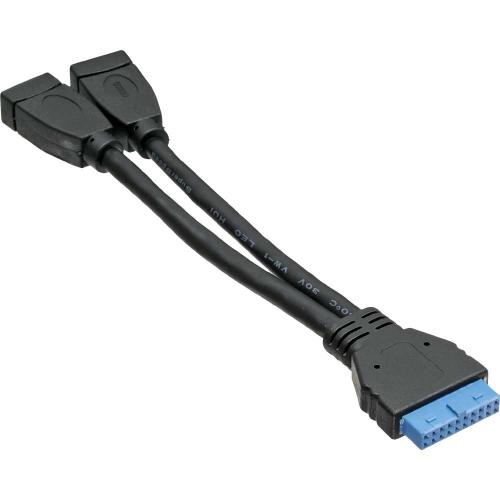 InLine® USB 3.0 Adapterkabel, 2x Buchse A auf Pfostenanschluss 19polig, 0,15m