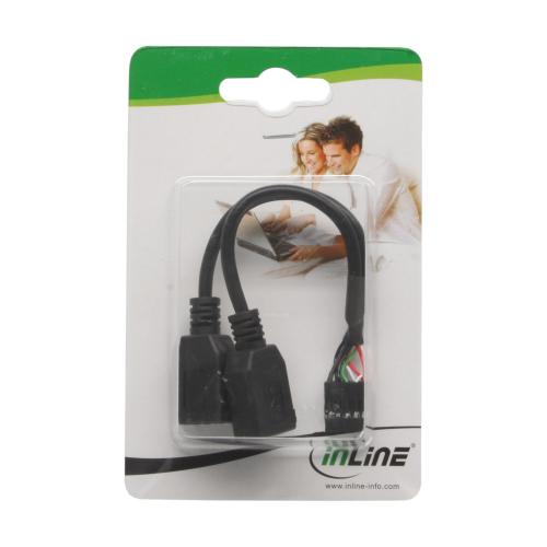 InLine® USB 2.0 Adapterkabel 2x Buchse A auf Pfostenanschluss