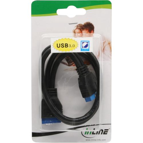 Preview: InLine® USB 3.0 Verlängerung intern Pfostenanschluss Stecker auf Buchse 0,35m
