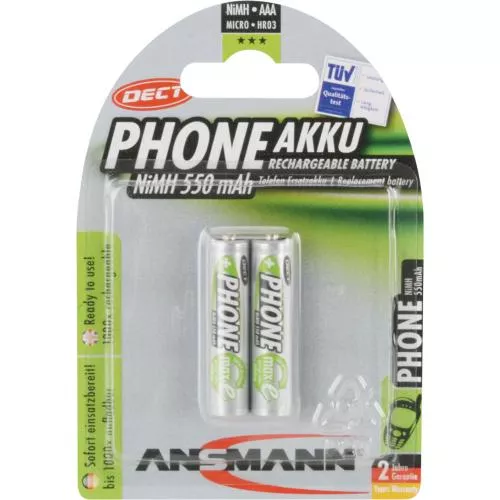 ANSMANN 5035523 NiMH-Akku Micro AAA Phone DECT HR03 1.2V 2er-Pack