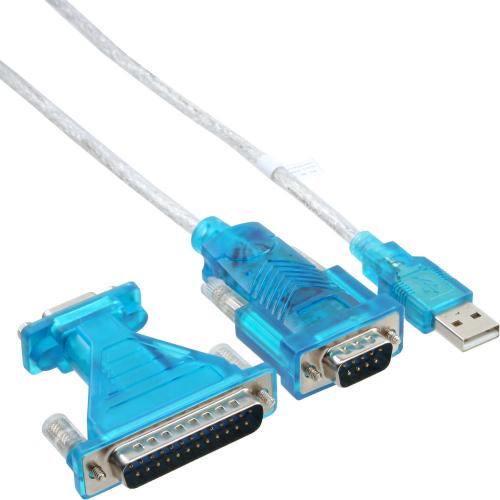 InLine® USB zu Seriell Adapterkabel USB Stecker A an 9pol Stecker 1,8m mit 9-25pol Adapter