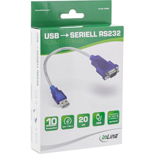 Preview: InLine® USB zu Seriell Adapterkabel, Stecker A an 9pol Sub D Stecker