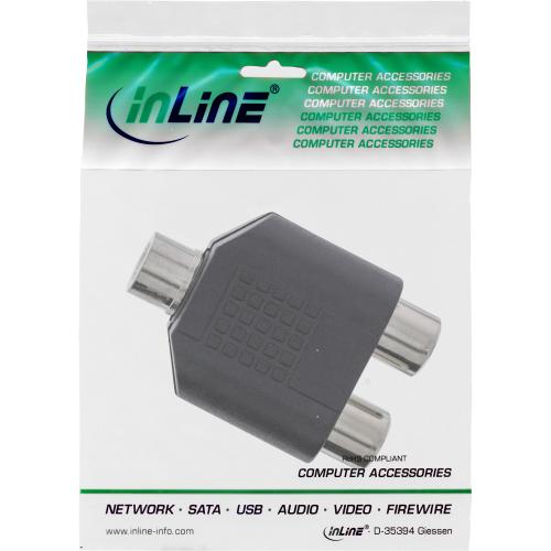 InLine® Audio Adapter 3,5mm Klinke Buchse Mono an 2x Cinch Buchse