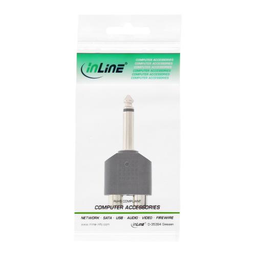 InLine® Audio Adapter 6,3mm Klinke Stecker an 2x Cinch Buchse Mono