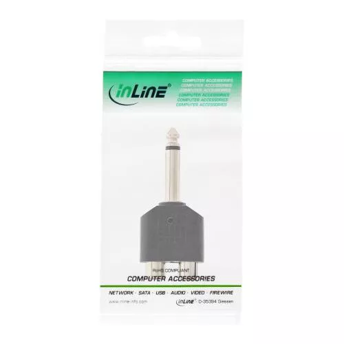 InLine® Audio Adapter 6,3mm Klinke Stecker an 2x Cinch Buchse Mono