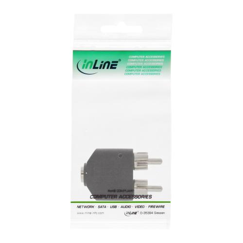 Preview: InLine® Audio Adapter 3,5mm Klinke Buchse Stereo an 2x Cinch Stecker