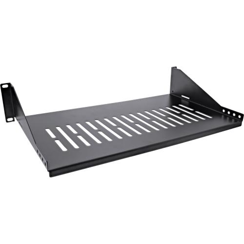 Preview: 19" Fachboden – 250 mm Tiefe, 20 kg Tragkraft, 2HE, RAL 9005 Schwarz
