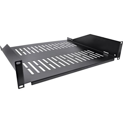 Preview: 19" Fachboden – 400 mm Tiefe, 20 kg Tragkraft, 2HE, RAL 9005 Schwarz