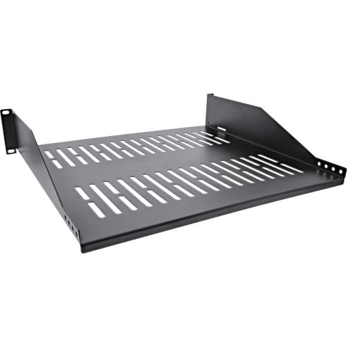 Preview: 19" Fachboden – 400 mm Tiefe, 20 kg Tragkraft, 2HE, RAL 9005 Schwarz