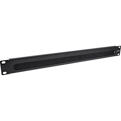 19" Kabel-Durchführungsplatte mit Bürste, 1HE – RAL 9005 Schwarz