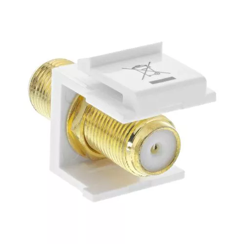 Keystone Einbauadapter Verbindungskupplung für Sat-Kabel 2x F-Buchsen weiß