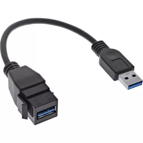 InLine® USB 3.2 Gen1 Adapterkabel USB A Stecker / Keystone Buchse 0,2m