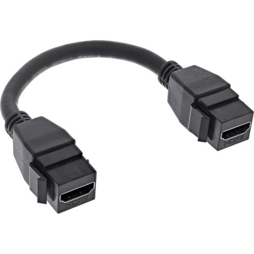 HDMI Keystone-Adapterkabel, 4K @ 30Hz, Buchse/Buchse, beidseitig Snap-In, 0,2 m, schwarz